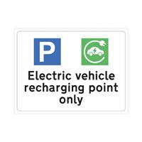 Spectrum Safety Sign Electric Vehicle Recharging Point Only RPVC 400x300mm 14980
