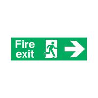 Safety Sign Fire Exit Running Man Arrow Right 150x450mm PVC FX04411R