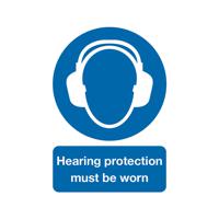 Safety Sign Hearing Protection Must be Worn A4 PVC MA01950R