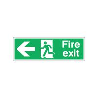 Safety Sign Fire Exit Running Man Arrow Left 150x450mm Self-Adhesive E97A/S