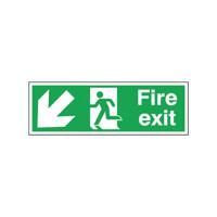 Safety Sign Fire Exit Running Man Arrow Down/Left Self-Adhesive 150x450mm E97S/S