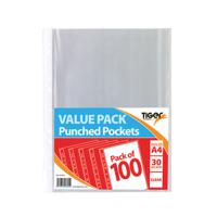 A4 Punched Pockets 30 Micron 10x100 Pockets (Pack of 1000) 301601