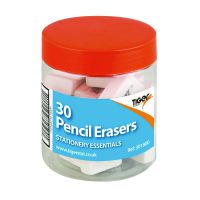 White Pencil Erasers (Pack of 30) 301800