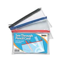 90% Recycled Single Clear Pencil Case Exam Stationery Transparent Zip Pouch 