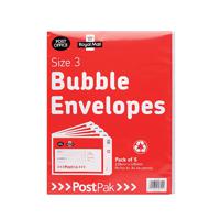 Post Office Postpak Size 3 Bubble Envelope 220x245mm White/Red (Pack of 100) 41631