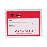 Postpak Bubble Envelope Size 4 240x320mm White/Red (Pack of 100) UB48020