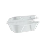 Vegware Bagasse Takeaway Box Clamshell 7x5 inch White (Pack of 500) B001