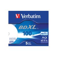 Verbatim BD-R XL 100 GB 4x Wide Printable Jewel Case Pack of 5 VM43789