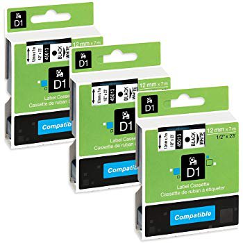 Compatible Dymo D40910 D1 Label Tape, 9mm Black on Clear