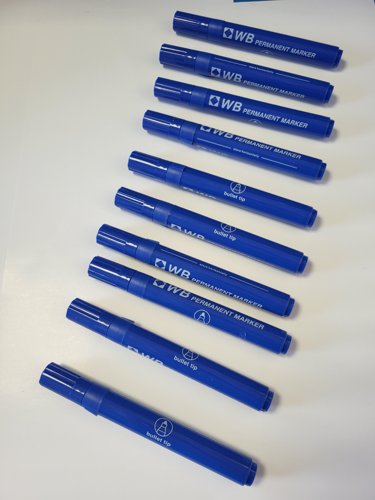 Permanent Marker Bullet Tip Blue (10 Pack)