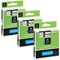 Compatible Dymo D45010 D1 Label Tape, 12mm Black on Clear