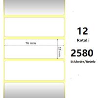 Compatible Zebra 76.2mm x 25.4mm White Paper Label Roll (2580)