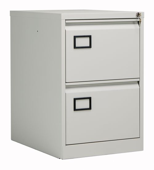 Bisley 2 Drawer Contract Steel Filing Cabinet - Goose Grey