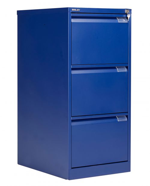 Bisley 3 Drawer Classic Steel Filing Cabinet - Blue