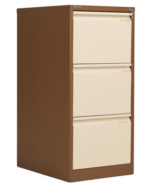 Bisley 3 Drawer Classic Steel Filing Cabinet - Coffee Cream