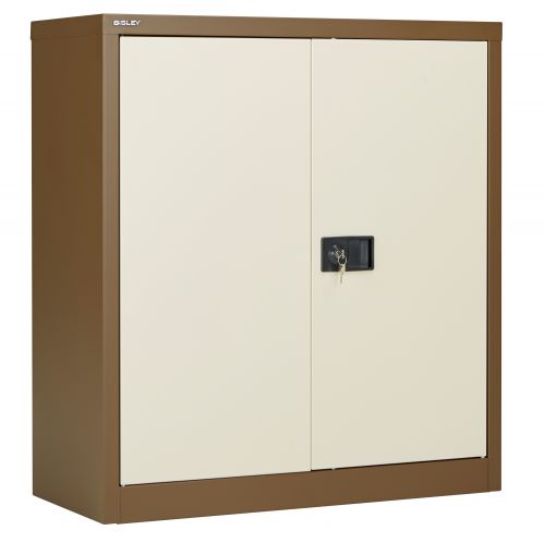 Bisley Steel Double Door Contract Cupboard inc. 1 Shelf - Coffee Cream