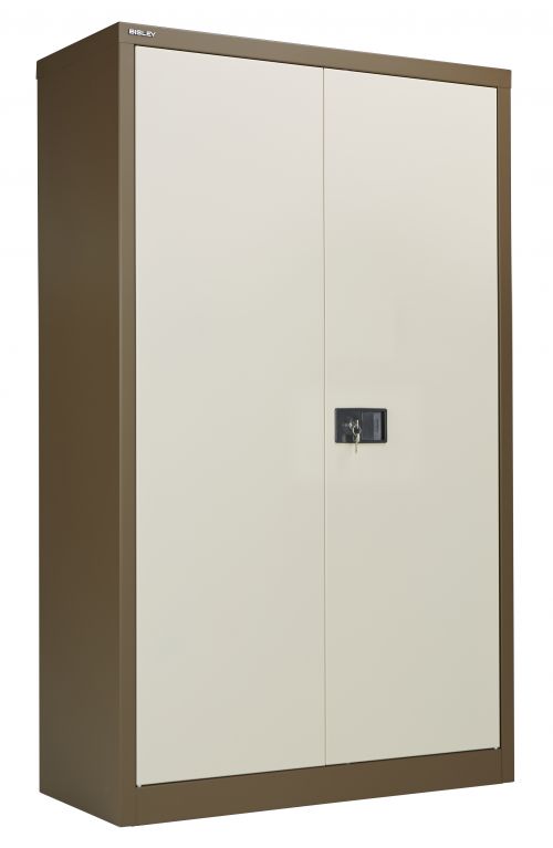 Bisley Steel Double Door Contract Cupboard inc. 3 Shelves - Coffee Cream