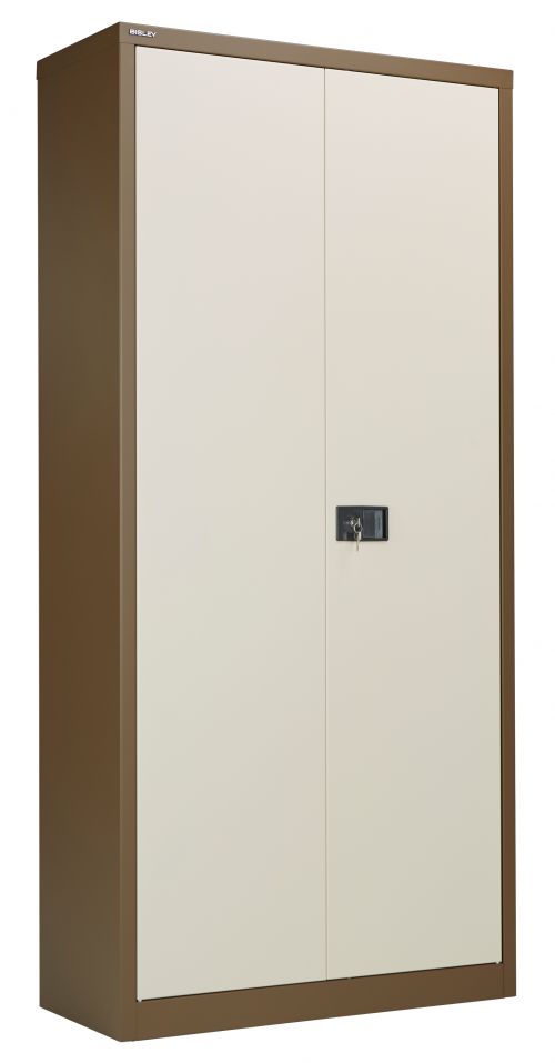 Bisley Steel Double Door Contract Cupboard inc. 4 Shelves - Coffee Cream