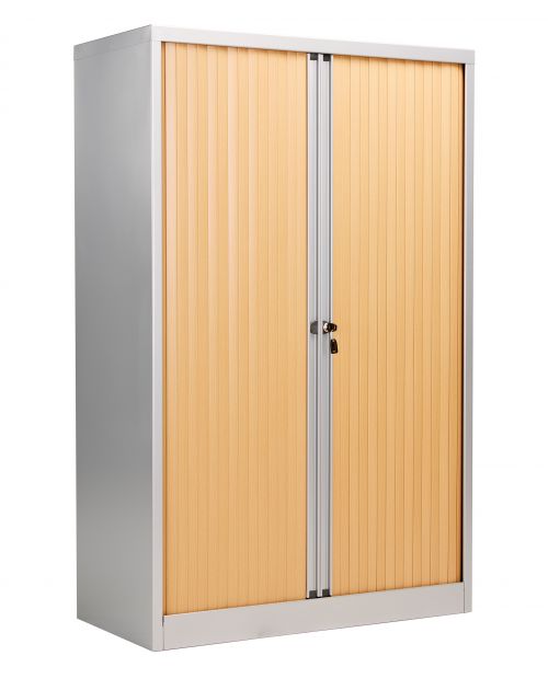 Bisley Essentials Steel Side Open 158.5 Tambour - Oak with Silver Carcass