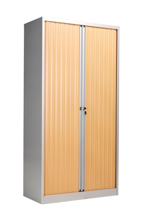 Bisley Essentials Steel Side Open 198.5 Tambour - Oak with Silver Carcass