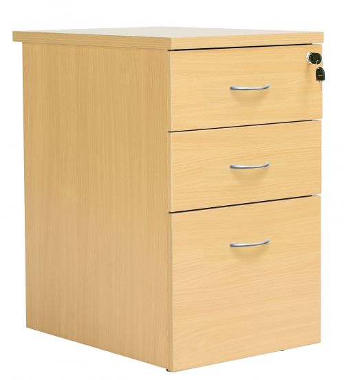 Fraction Plus 3 Drawer Desk High 60 Pedestal - Nova Oak