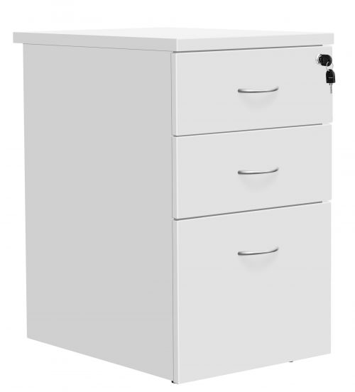 Fraction Plus 3 Drawer Desk High 60 Pedestal - White