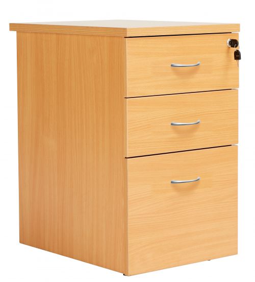 Fraction Plus 3 Drawer Desk High 80 Pedestal - Beech