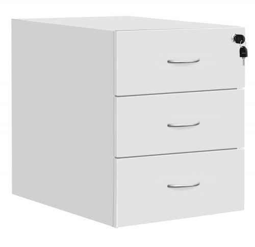 Fraction Plus 3 Drawer Fixed Pedestal - White