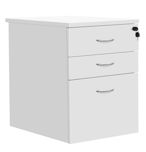 Fraction Plus 3 Drawer High Mobile Pedestal - White