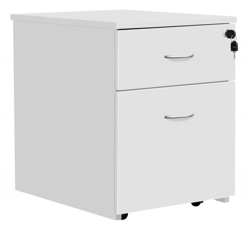 Fraction Plus 2 Drawer Low Mobile Pedestal - White