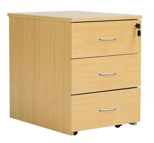 Fraction Plus 3 Drawer Low Mobile Pedestal - Nova Oak