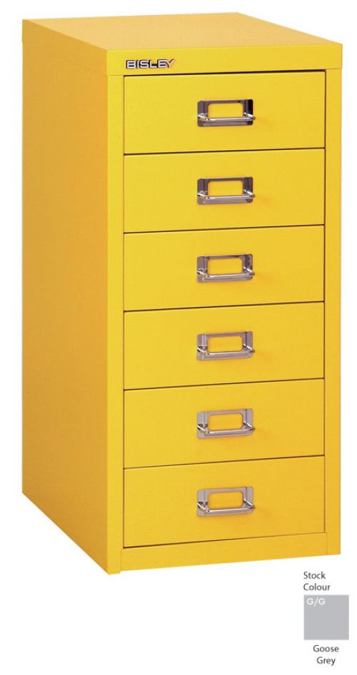 Bisley Multi-Drawer Cabinet 29 inches 6 Drawer Non-Locking Grey 29/6 H296NL-073