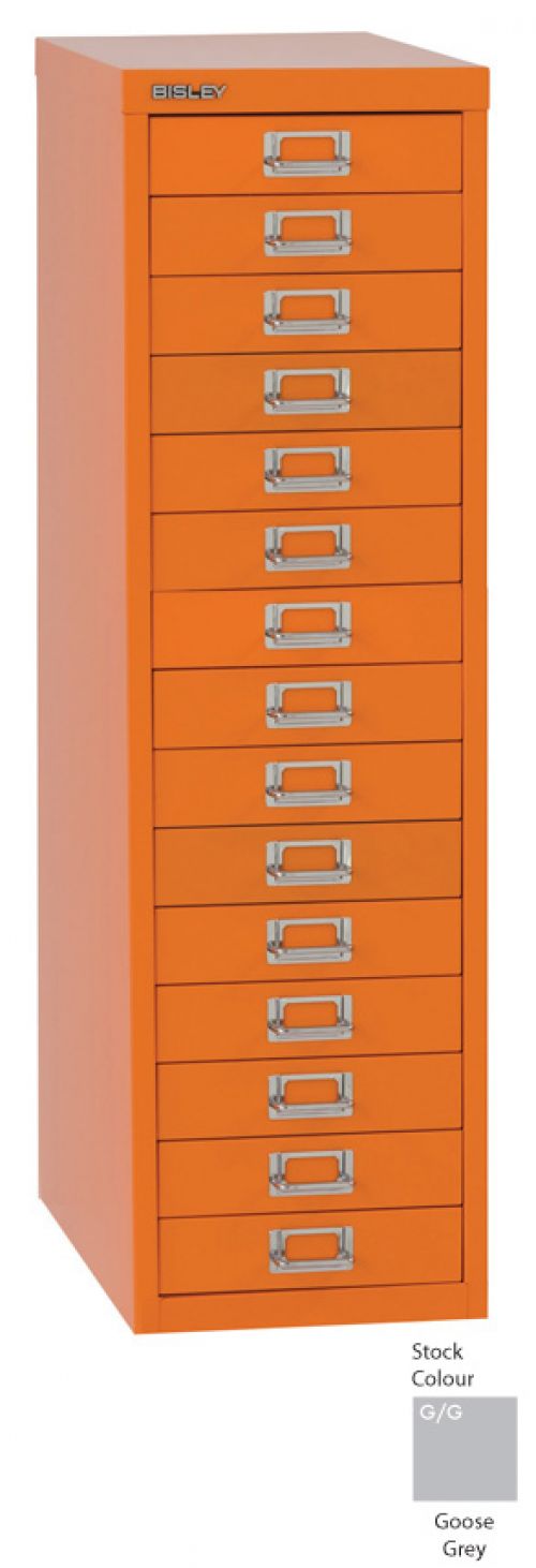 Bisley Multi-Drawer Cabinet 39 inches 15 Drawer Non-Locking Grey 39/15 H3915NL-073