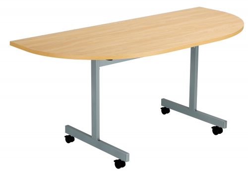 One Eighty D-End Flip Top Meeting Table - Nova Oak