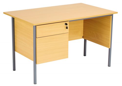 Eco 18 Rectangular Desk with Single 2 Drawer Pedestal - Oak