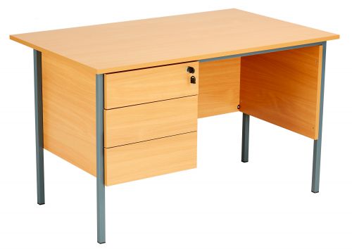 Eco 18 Rectangular Desk with Single 3 Drawer Pedestal - Beech