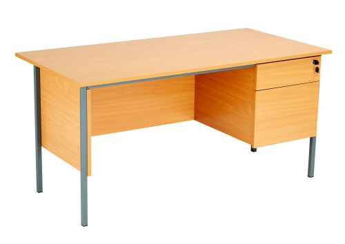 Eco 18 Rectangular Desk with Single 2 Drawer Pedestal - Beech