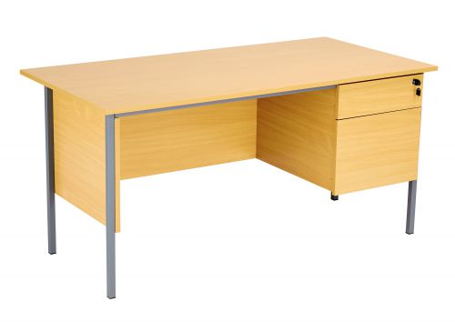 Eco 18 Rectangular Desk with Single 2 Drawer Pedestal - Oak