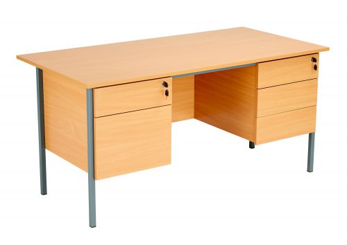 Eco 18 Rectangular Desk with Double 2 and 3 Drawer Pedestals - Beech