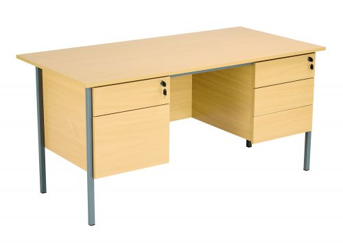 Eco 18 Rectangular Desk with Double 2 and 3 Drawer Pedestals - Oak