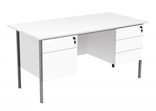 Eco 18 Rectangular Desk with Double 2 and 3 Drawer Pedestals - White
