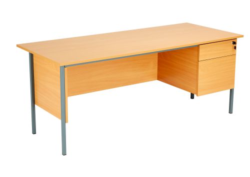 Eco 18 Rectangular Desk with Single 2 Drawer Pedestal - Beech