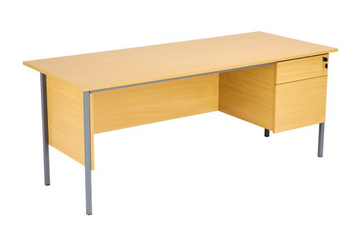 Eco 18 Rectangular Desk with Single 2 Drawer Pedestal - Oak