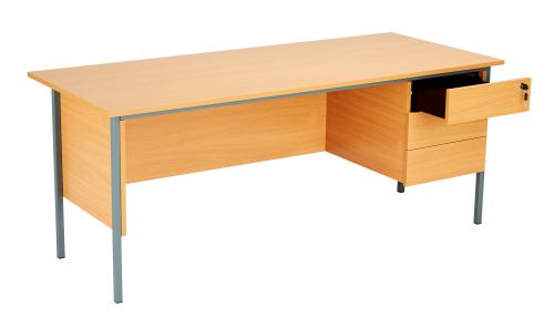 Eco 18 Rectangular Desk with Single 3 Drawer Pedestal - Beech