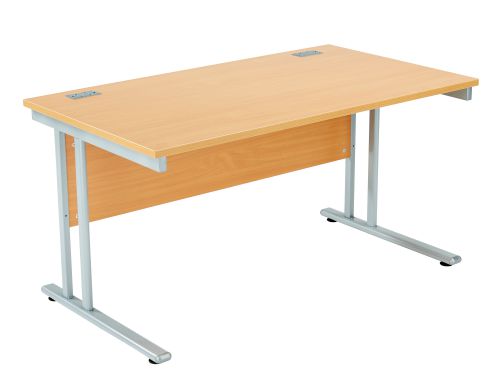 Fraction 2 Rectangular Workstation - Beech with Silver Frame