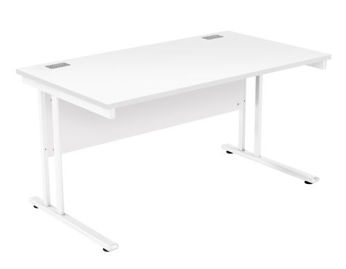 Fraction 2 Rectangular Workstation - White with White Frame