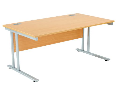 Fraction 2 Rectangular Workstation - Beech with Silver Frame