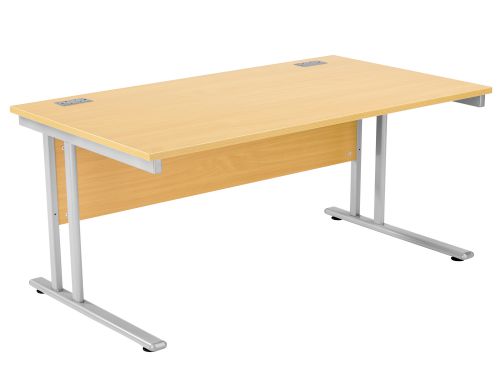 Fraction 2 Rectangular Workstation - Oak with Silver Frame