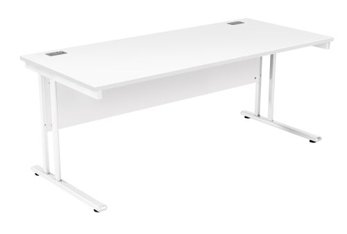 Fraction 2 Rectangular Workstation - White with White Frame