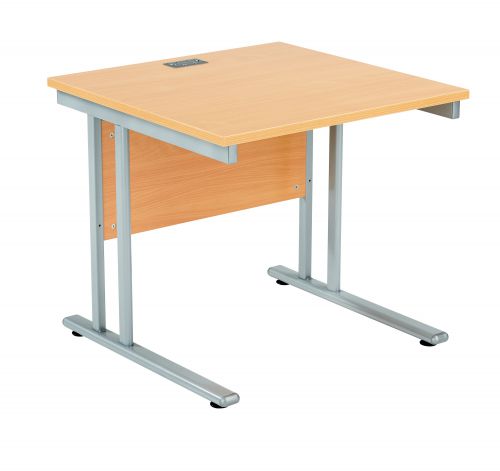 Fraction 2 Square Workstation - Beech with Silver Frame